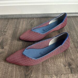 Women ROTHY’S RED NAVY BLUE THE POINT II 2 POINTED TOE SLIP ON FLATS SHOES 8W